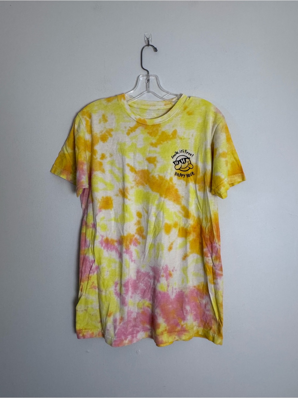 Tie-Dye Happy Hour Short Sleeve Tee - Yellow & Pink M